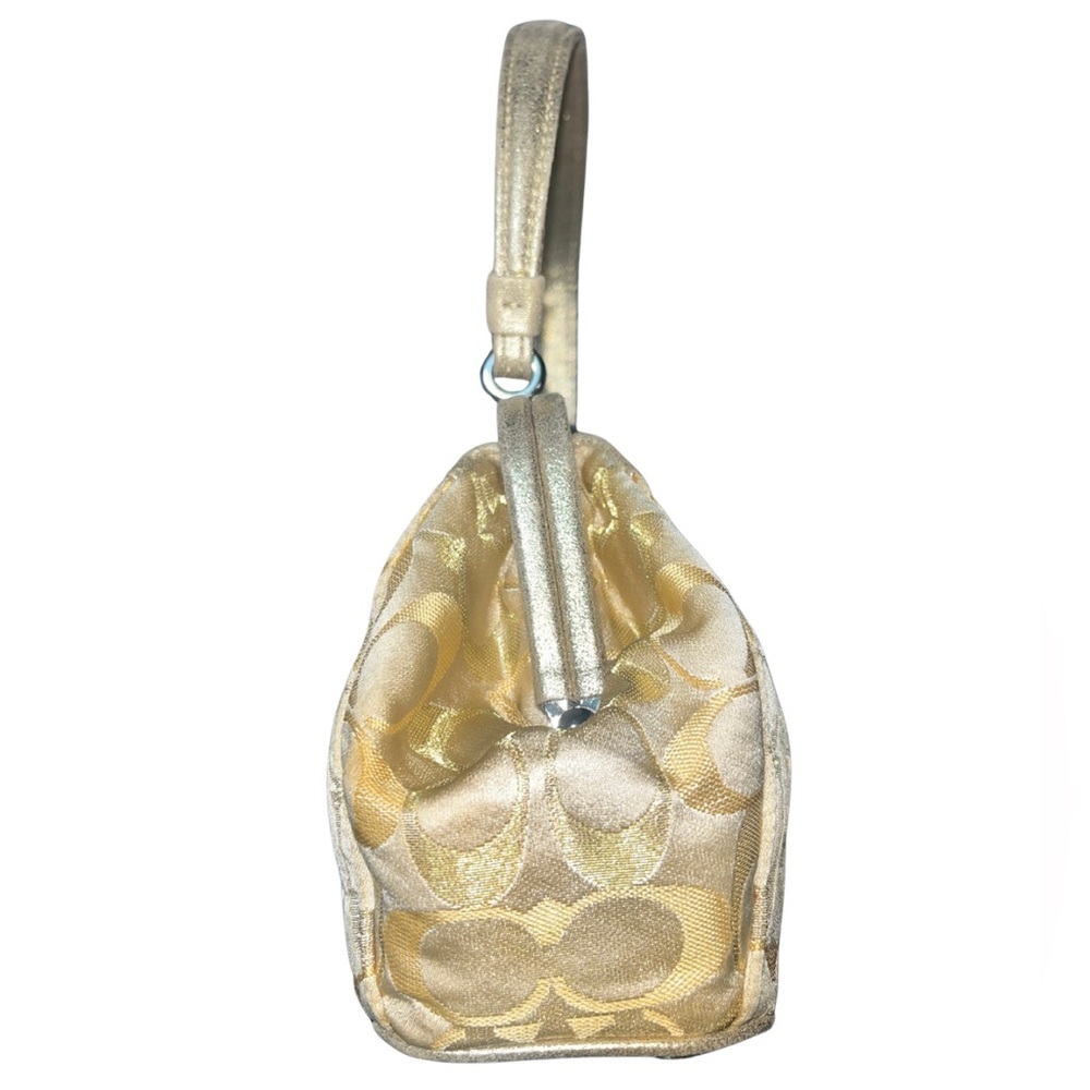 Y2k Coach Vintage Gold Metallic “C”Signature Kiss-lock Frame Handbag, Charm - Picture 3 of 16